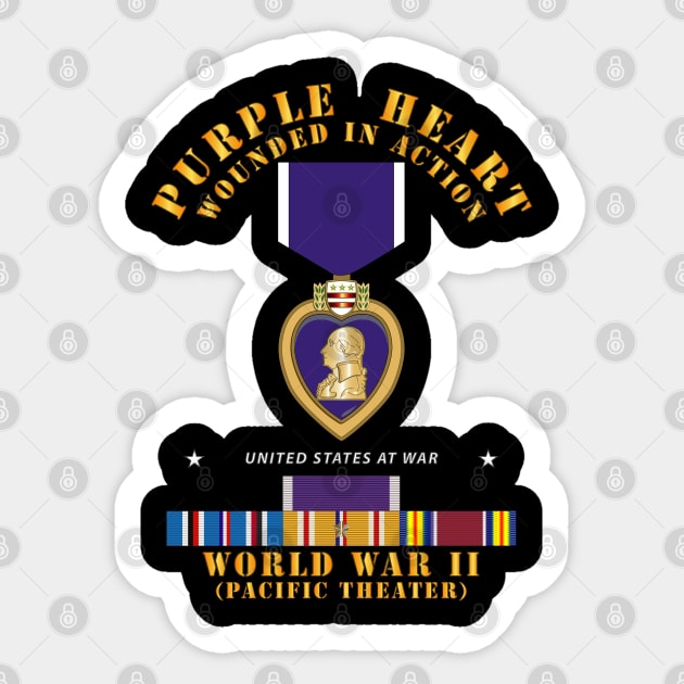 Purple Heart - WIA w WWII SVC w Purple Heart - Pacific Sticker by twix123844